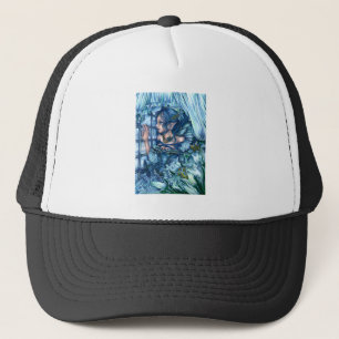 Frost Fairy Meisje's Uitzicht van een Sapphire Win Trucker Pet