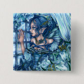 Frost Fairy Meisje's Uitzicht van een Sapphire Win Vierkante Button 5,1 Cm (Voorkant)