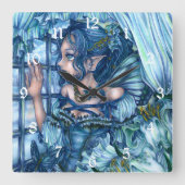 Frost Fairy Meisje's Uitzicht van een Sapphire Win Vierkante Klok (Voorkant)