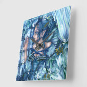 Frost Fairy Meisje's Uitzicht van een Sapphire Win Vierkante Klok (Hoek)