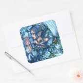 Frost Fairy Meisje's Uitzicht van een Sapphire Win Vierkante Sticker (Envelop)