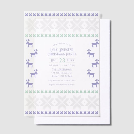 Frost Fairy Ugly Sweater Christmas Party Vellum Uitnodigingen (Offset)