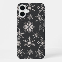 Frost & Flourish Sneeuwvlokken – Middernacht iPhone 16 Plus Hoesje