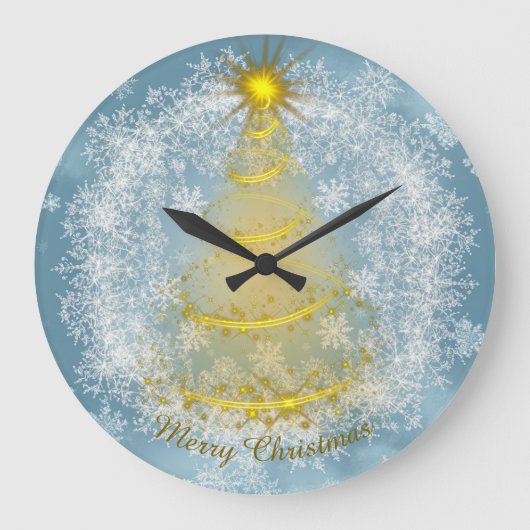 Frost & Glow Holiday Clock – Snowflake Wall Clock Grote Klok (Voorkant)