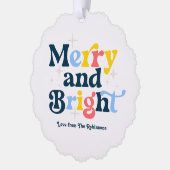Frost & Glow Merry & Bright Retro Kerstfoto Ornament Kaart (Links)