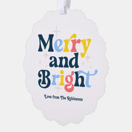 Frost & Glow Merry & Bright Retro Kerstfoto Ornament Kaart (Links)