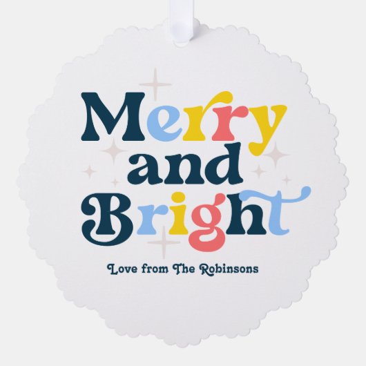 Frost & Glow Merry & Bright Retro Kerstfoto Ornament Kaart (Voorkant)