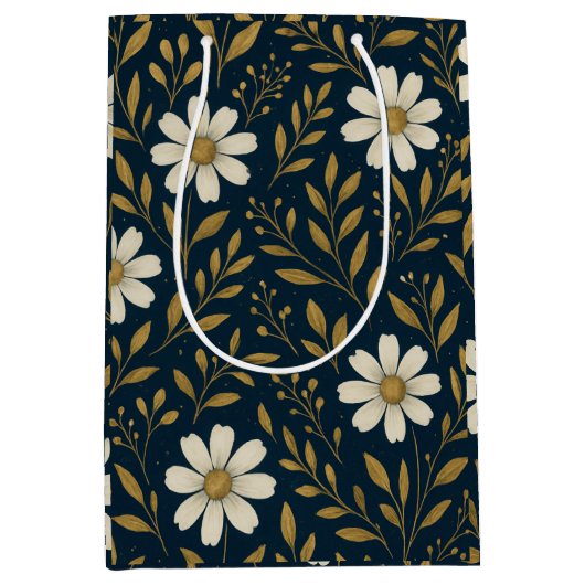 Frost & Gold Daisies Geschenktas Medium Cadeauzakje (Voorkant)