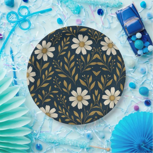 Frost & Gold Daisies Papieren Bord (Feest)