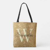 Frost Gold Glitter Monogrammed Sierkussen Tote Bag (Achterkant)