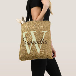 Frost Gold Glitter Monogrammed Sierkussen Tote Bag
