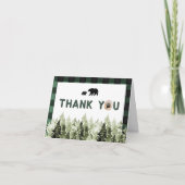 FROST Green Flannel Bear Pine Tree Thank You Card (Voorkant)