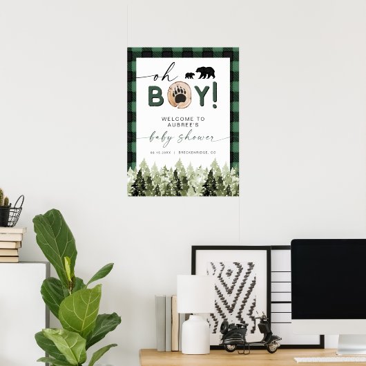 FROST Green Flannel Pine Beer Baby shower Welkom Poster (Thuiskantoor)