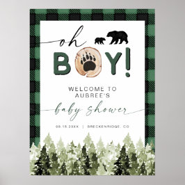 FROST Green Flannel Pine Beer Baby shower Welkom Poster