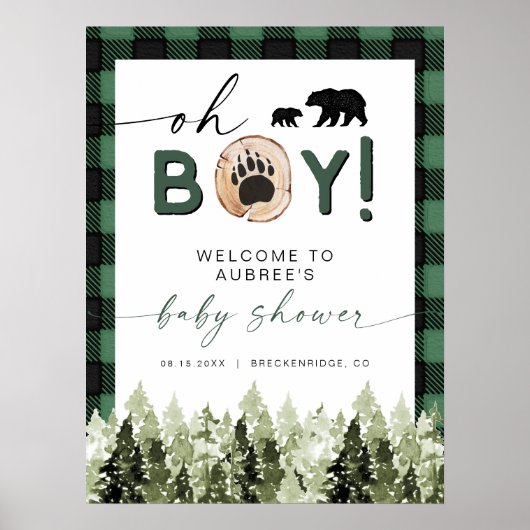 FROST Green Flannel Pine Beer Baby shower Welkom Poster (Voorkant)