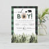 FROST Green Flannel Pine Beer Boy Baby shower Kaart (Staand voorkant)
