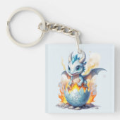 Frost Hatched Blue Dragon Acryl Sleutelhanger (voorkant)