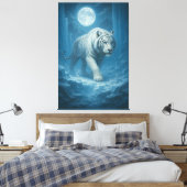  Frost King White Tiger – Majestic Icy Guardian Wa Canvas Afdruk (Insitu (Slaapkamer))