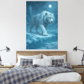 Frost King White Tiger – Majestic Icy Guardian Wal Canvas Afdruk (Insitu (Slaapkamer))