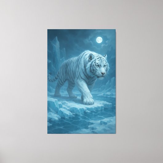 Frost King White Tiger – Majestic Icy Guardian Wal Canvas Afdruk (Voorkant)
