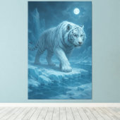 Frost King White Tiger – Majestic Icy Guardian Wal Canvas Afdruk (Insitu (Houten vloer))