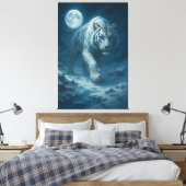 Frost King White Tiger – Majestic Icy Guardian Wal Canvas Afdruk (Insitu (Slaapkamer))