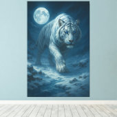 Frost King White Tiger – Majestic Icy Guardian Wal Canvas Afdruk (Insitu (Houten vloer))