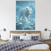 Frost King White Tiger – Majestic Icy Guardian Wal Canvas Afdruk (Insitu (Slaapkamer))