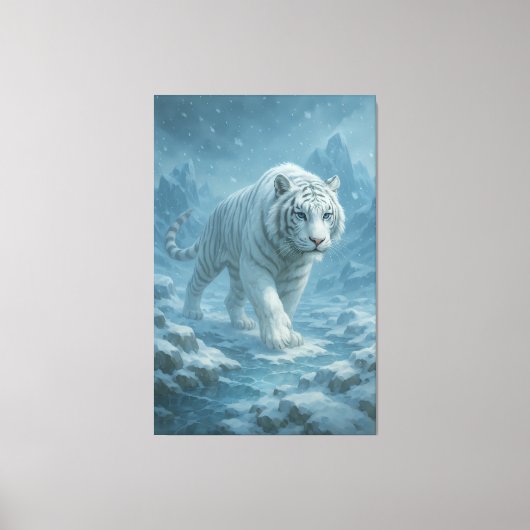 Frost King White Tiger – Majestic Icy Guardian Wal Canvas Afdruk (Voorkant)