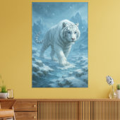 Frost King White Tiger – Majestic Icy Guardian Wal Canvas Afdruk (Insitu (Woonkamer))