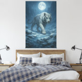Frost King White Tiger – Majestic Icy Guardian Wal Canvas Afdruk (Insitu (Slaapkamer))