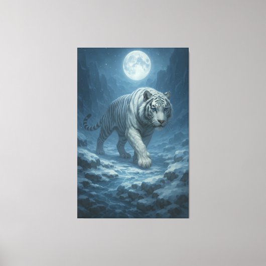 Frost King White Tiger – Majestic Icy Guardian Wal Canvas Afdruk (Voorkant)