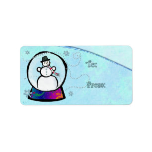 Frost Man Snow Wereldbol Folk Art GIFT Etiket