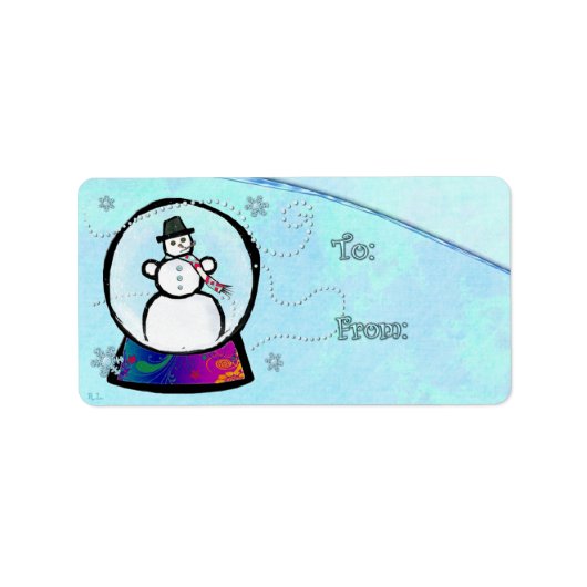 Frost Man Snow Wereldbol Folk Art GIFT Etiket (Voorkant)