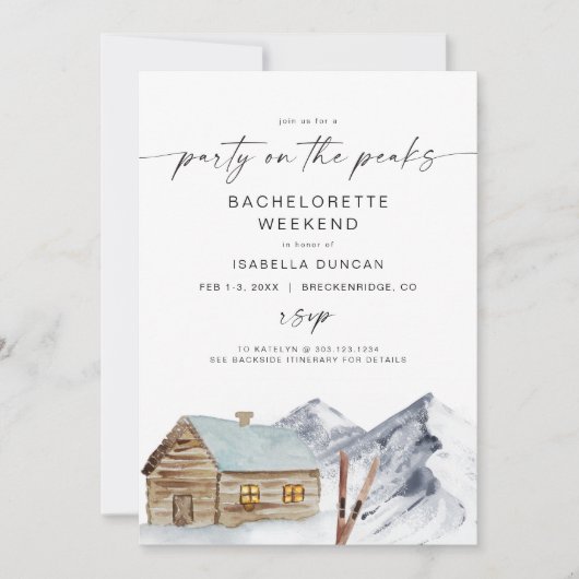 FROST Mountain Ski Cabin Bachelorette Itinerary Kaart (Voorkant)