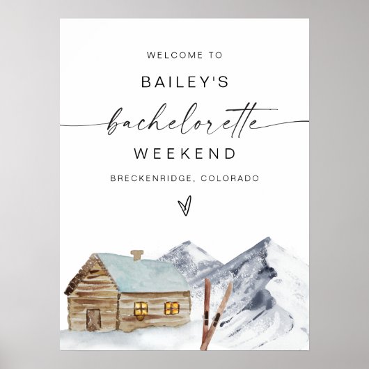 FROST Mountain Ski Cabin Bachelorette Welcome Sign Poster (Voorkant)