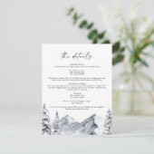 FROST Mountain Ski Winter Wedding Details Kaart (Staand voorkant)
