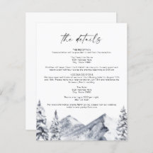 FROST Mountain Ski Winter Wedding Details Kaart
