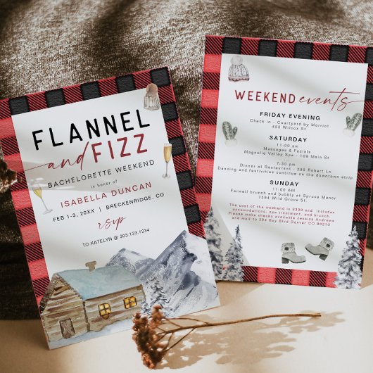 FROST Red Flannel & Fizz Winter Bachelorette Invit Kaart