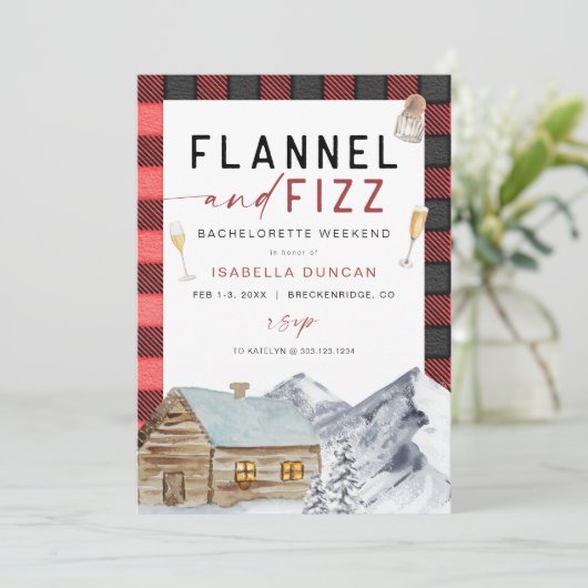 FROST Red Flannel & Fizz Winter Bachelorette Invit Kaart (Staand voorkant)