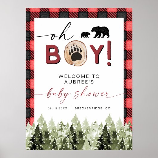 FROST Red Flannel Pine Beer Baby shower Welkom Poster (Voorkant)