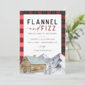 FROST Rode Flanellen & Fizz Winter Bruidsfeest Kaart (Staand voorkant)
