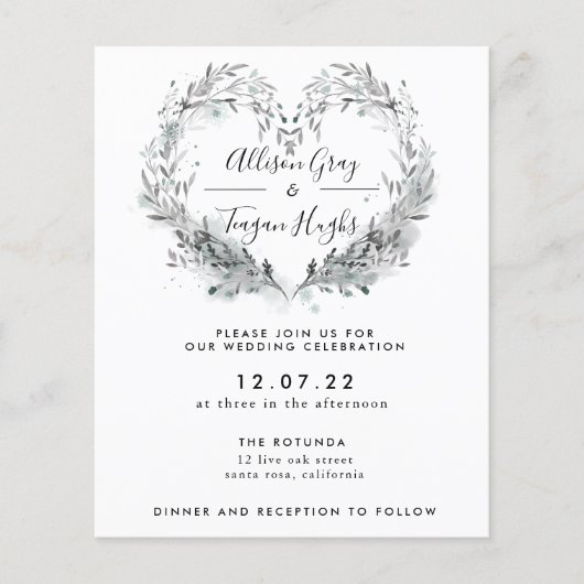 Frost Wedding Uitnodiging | Begrotingsbrochure Flyer (Voorkant)