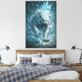Frost White Tiger – Emperor of the Frozen Realm – Canvas Afdruk (Insitu (Slaapkamer))