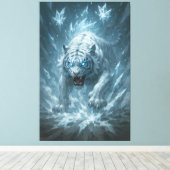 Frost White Tiger – Emperor of the Frozen Realm – Canvas Afdruk (Insitu (Houten vloer))