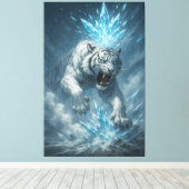 Frost White Tiger – Emperor of the Frozen Realm – Canvas Afdruk (Insitu (Houten vloer))