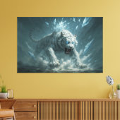 Frost White Tiger – Emperor of the Frozen Realm – Canvas Afdruk (Insitu (Woonkamer))