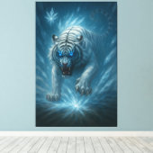 Frost White Tiger – Emperor of the Frozen Realm – Canvas Afdruk (Insitu (Houten vloer))
