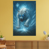 Frost White Tiger – Emperor of the Frozen Realm – Canvas Afdruk (Insitu (Woonkamer))