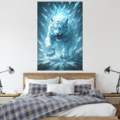Frost White Tiger – Emperor of the Frozen Realm – Canvas Afdruk (Insitu (Slaapkamer))